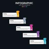 El vector de diseño de infografías de 5 pasos y el marketing se pueden utilizar para el diseño del flujo de trabajo