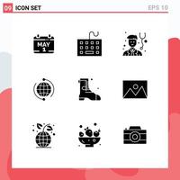 9 Universal Solid Glyphs Set for Web and Mobile Applications internet connection keyboard connect globe Editable Vector Design Elements