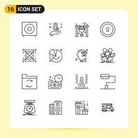 Pictogram Set of 16 Simple Outlines of target secret bonfire private fire Editable Vector Design Elements