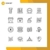 Outline Pack of 16 Universal Symbols of appliances apartment glasses search optimization Editable Vector Design Elements