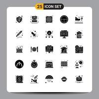 25 iconos creativos, signos y símbolos modernos de accidente, placa de boda militar, hardware, elementos de diseño vectorial editables vector