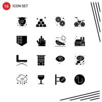 16 iconos creativos modernos signos y símbolos de escudo protegen respuesta transporte bicicleta elementos de diseño vectorial editables vector