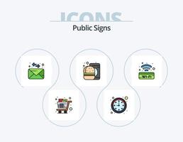 diseño de icono de paquete de 5 iconos llenos de línea de señales públicas. pregunta. restaurante. de fumar. hotel. Moda vector