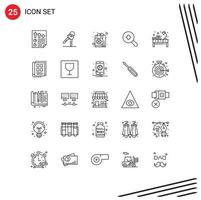 Editable Vector Line Pack of 25 Simple Lines of desk search room expanded shop Editable Vector Design Elements