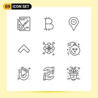 Universal Icon Symbols Group of 9 Modern Outlines of summer flower map forward arrow Editable Vector Design Elements