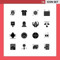 User Interface Pack of 16 Basic Solid Glyphs of hotel board eye parking cleaning Editable Vector Design Elements