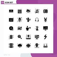 Universal Icon Symbols Group of 25 Modern Solid Glyphs of e learning book management report growth Editable Vector Design Elements