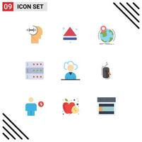 Stock Vector Icon Pack of 9 Line Signs and Symbols for outsource server location database marker Editable Vector Design Elements