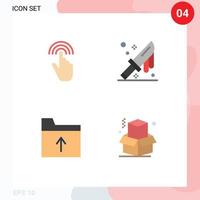 User Interface Pack of 4 Basic Flat Icons of finger document interface cut get Editable Vector Design Elements