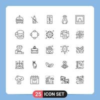 Modern Set of 25 Lines Pictograph of coins woman communications photo rain Editable Vector Design Elements