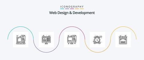 Web Design And Development Line 5 Icon Pack Including design. watch. live. timer. files vector