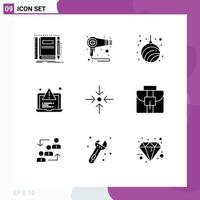 Universal Icon Symbols Group of 9 Modern Solid Glyphs of web alert machine development new Editable Vector Design Elements