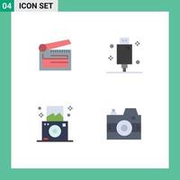 Flat Icon Pack of 4 Universal Symbols of action equipment clapper devices regular Editable Vector Design Elements