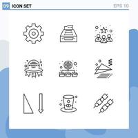 Set of 9 Commercial Outlines pack for women happy inbox day profile Editable Vector Design Elements
