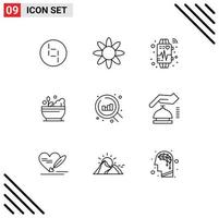 Set of 9 Modern UI Icons Symbols Signs for search web smart soup medical Editable Vector Design Elements