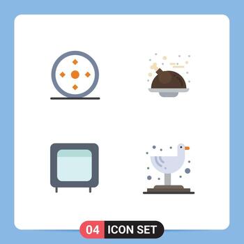4 Universal Flat Icons Set for Web and Mobile Applications focus box target turkey money Editable Vector Design Elements