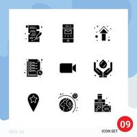 Stock Vector Icon Pack of 9 Line Signs and Symbols for camera study timetable arrow study time straight Editable Vector Design Elements