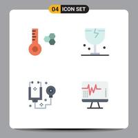 Editable Vector Line Pack of 4 Simple Flat Icons of temperature healthcare caution logistic tools Editable Vector Design Elements