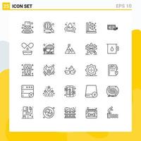 Modern Set of 25 Lines Pictograph of coins printer search model cube Editable Vector Design Elements