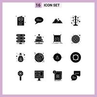 conjunto de 16 iconos de interfaz de usuario modernos signos de símbolos para rack de datos paisaje interior ropa elementos de diseño vectorial editables vector