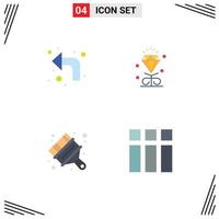 Set of 4 Modern UI Icons Symbols Signs for arrows arts left heart brush Editable Vector Design Elements