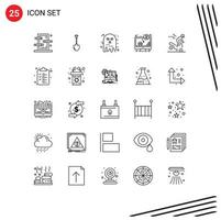 25 iconos creativos signos y símbolos modernos de monitor dólar excavación computadora elementos de diseño vectorial editables de halloween vector