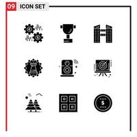 Solid Glyph Pack of 9 Universal Symbols of internet of things speaker city strategy tower Editable Vector Design Elements