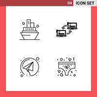 Modern Set of 4 Filledline Flat Colors and symbols such as cruise paper plane computer network clothing Editable Vector Design Elements