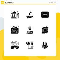 Set of 9 Modern UI Icons Symbols Signs for builder smiley end halloween calendar Editable Vector Design Elements