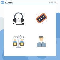 Set of 4 Modern UI Icons Symbols Signs for headphone budget multimedia game fund Editable Vector Design Elements