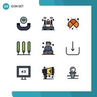 User Interface Pack of 9 Basic Filledline Flat Colors of professions bandit cells tree cypress Editable Vector Design Elements