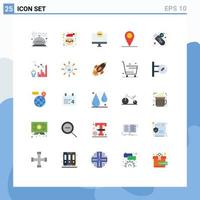 Group of 25 Modern Flat Colors Set for security pin computers location monitor Editable Vector Design Elements