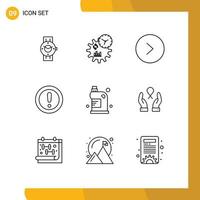 Set of 9 Vector Outlines on Grid for clean question process note about Editable Vector Design Elements