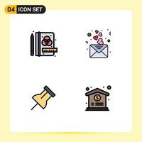 Pictogram Set of 4 Simple Filledline Flat Colors of creative reminder day mail dollar Editable Vector Design Elements