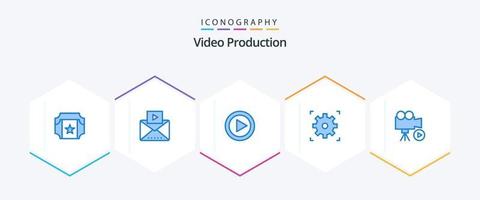 Video Production 25 Blue icon pack including media. camera. multimedia. setting. cinema vector