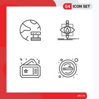 Modern Set of 4 Filledline Flat Colors Pictograph of cloud science network monitoring pass Editable Vector Design Elements