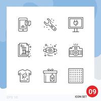 Set of 9 Modern UI Icons Symbols Signs for allergy legal entertainment law auction paper Editable Vector Design Elements