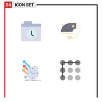 Group of 4 Modern Flat Icons Set for backup of electric machine research Editable Vector Design Elements