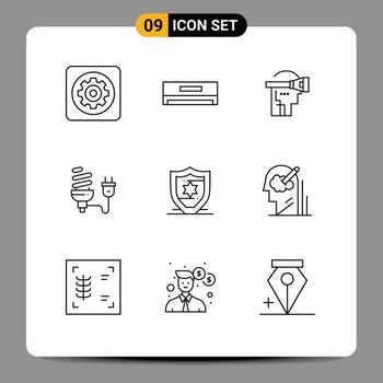 Set of 9 Modern UI Icons Symbols Signs for light bulb eletrical technology economic technology Editable Vector Design Elements