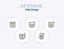 Web Design Line Icon Pack 5 Icon Design. mobile. app. photo. write. edit vector