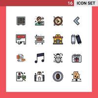 Group of 16 Flat Color Filled Lines Signs and Symbols for back pie analyst food cake Editable Creative Vector Design Elements