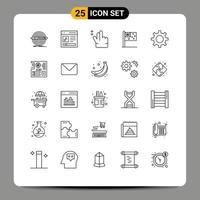 Group of 25 Lines Signs and Symbols for setting flag music country swipe Editable Vector Design Elements
