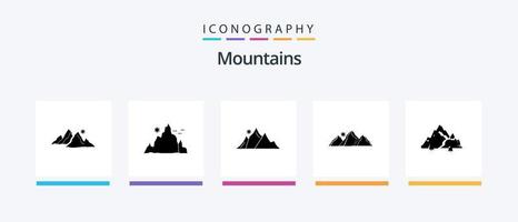Mountains Glyph 5 Icon Pack Including . mountain. tree. hill. Creative Icons Design vector