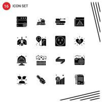 16 Universal Solid Glyphs Set for Web and Mobile Applications news hoax cannon fake tank Editable Vector Design Elements