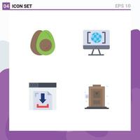 Pack of 4 Modern Flat Icons Signs and Symbols for Web Print Media such as egg download easter world multimedia Editable Vector Design Elements