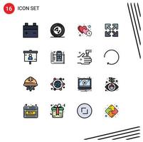 Modern Set of 16 Flat Color Filled Lines and symbols such as finance move clock direction dating Editable Creative Vector Design Elements