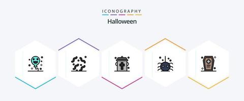 paquete de iconos de línea completa de halloween 25 que incluye terrible. ataúd. botella. araña. Víspera de Todos los Santos vector