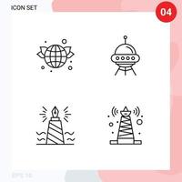 4 Line concept for Websites Mobile and Apps earth pen green ship writing Editable Vector Design Elements