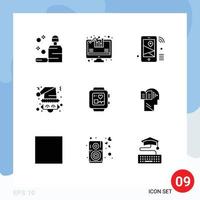 Pack of 9 creative Solid Glyphs of medical santa iot santa christmas Editable Vector Design Elements