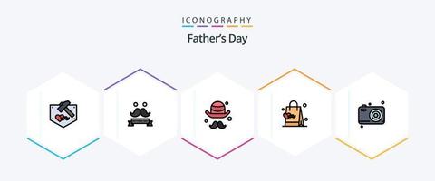 Fathers Day 25 FilledLine icon pack including father. hand bag. avatar. fathers day. dad vector